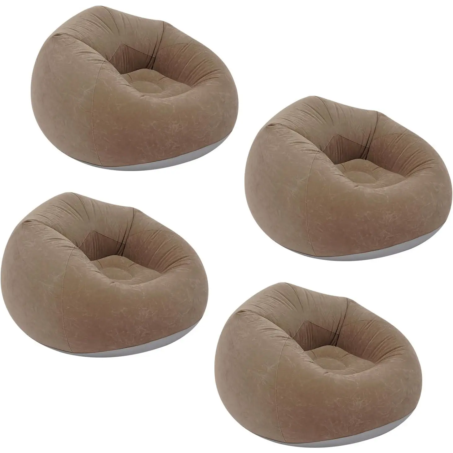 Inflatable Bean Bag Chair 4 Pack with Foot Air Pump Portable Blow Up Lounger Couch for Adults Kids Outdoor Indoor Camping Beach Pool Party