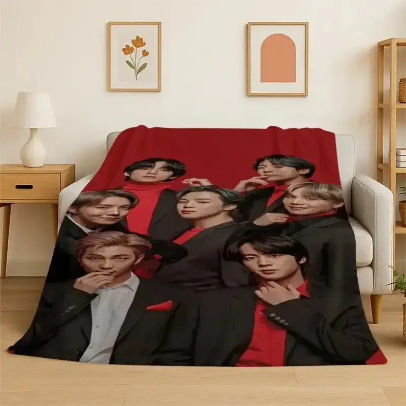 Boy Group Aesthetic Jin Singer Flannel Blanket Soft Warm Throw Blanket Bedroom Living Room Bed Travel Camping Picnic Gift Air Conditioning Summer Dorm Couch Back to School Kpop Fans Room Decor Present Lounge Cover All Season Sheet