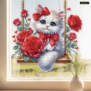 2D Flat2D Flat DIY Special Shape Hanging Diamond Art Kits Diamond Painting Set Rhinestone Diamond Art Window Pendants Window Hanging Art fDiamond Painting Kit is Suitable for Decorations. Create Unique DIY Handicrafts, Making Gifts Distinctive and Unique!