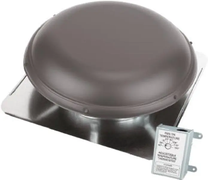 212 MAIN Metal Dome Roof-Mounted Power Attic Ventilation Fan, Model Air Vent 53827, Brown, 26 x 9 x 26 in. Dimension