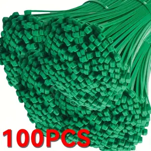 [Heavy-Duty Garden Ties] 100pcs Heavy-Duty Green Nylon Garden Ties | Self-Locking Plant Hangers for Secure Vine, Leaf & Pipe Fixing - Multi-Purpose Gardening Binding Solution, Decorative Leash with Strong Grip, Outdoor Hanging Ties, Durable Garden Hangers
