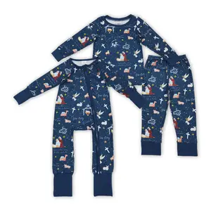 Little Western Boutique | Cozy Christmas Eve Baby Footie Pajamas - Soft Jesus Print Long Sleeve Set for Toddlers & Infants