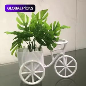 2pc Plastic Mini Bicycle Flower Basket with Artificial Potted Plants, Decorative Desktop Ornament for Room Decor, Desktop Ornamentation, Desktop Planter, Simulated Plants, Plastic Flower Pots, Plastic Planters #GLOBAL PICKS