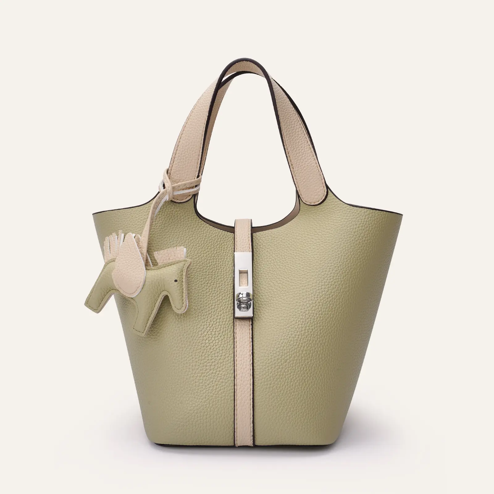 Bean green with beige apricot color