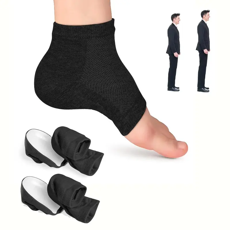 1 Pair of Height Increasing Socks, 2.5/3.5cm Height Increasing Insoles, Invisible Heel Pads, Half Height Increasing Insoles for Men and Women No Slip Toe Black Footwear Shoe