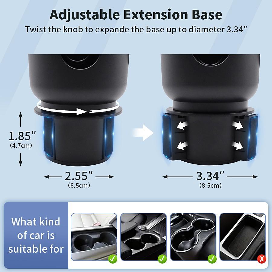 Cup Holder Phone Holder, 2026 Upgraded 3 in 1 Car Cup Holder Expander with Adjustable Base Long Gooseneck 360° Rotation, Cup Phone Holder for Car Fits All Smartphones and Most Bottles