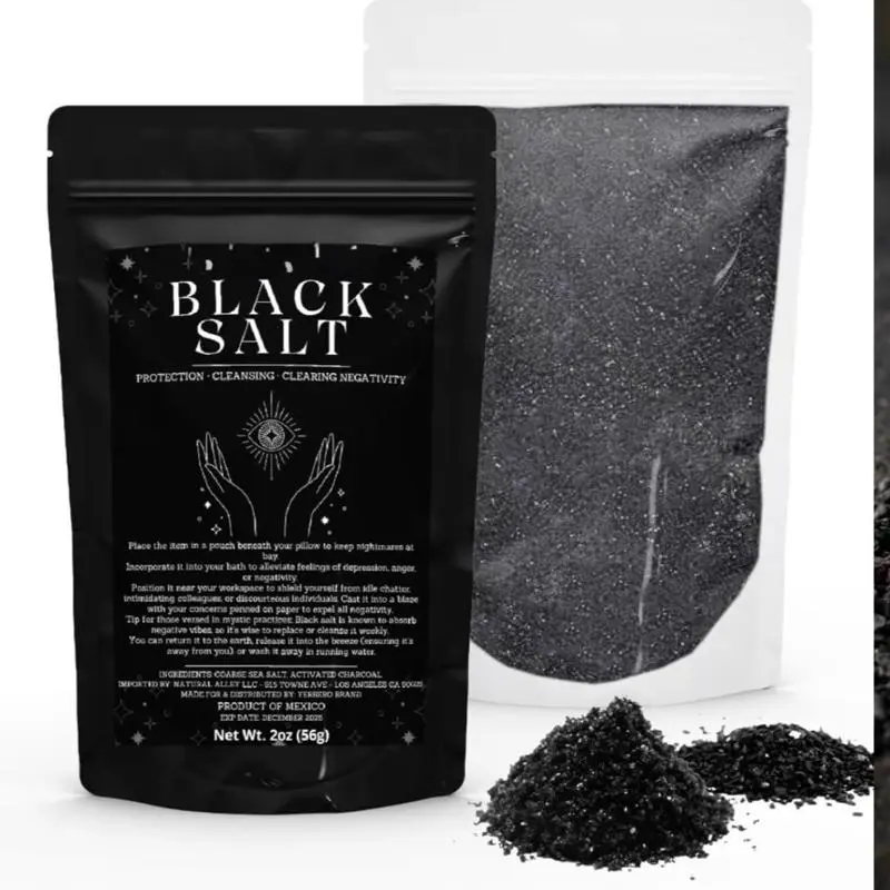 Black Salt for Protection Rituals & Wiccan Spells, Handcrafted Negative Energy Protection Crystals for Witchcraft, 2oz Bag, Witches & Wiccan Witchcraft Supplies