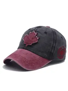Canada Maple Leaf Embroidered Baseball Cap Unisex Cotton Adjustable Snapback Hat Trendy Casual Wear