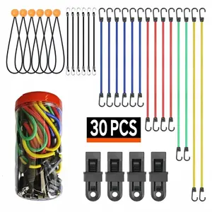 30 - Piece Bungee Cords with Hooks - Bungee Cords Heavy Duty Outdoor in a Storage Jar for Securing Tarps, Luggage, Tents, Bikes or Garden Tidying (Jars)