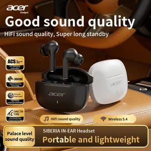 Acer OHR504 Mini Sport Wireless Earbuds, In-Ear Noise-Canceling Headset, Extra Long Battery Life, Universal Fit for Men and Women, HiFi Heavy Bass, Automatic Noise Reduction, Compact and Comfortable, In-Ear Headphones Audio Electronic fast charge Black