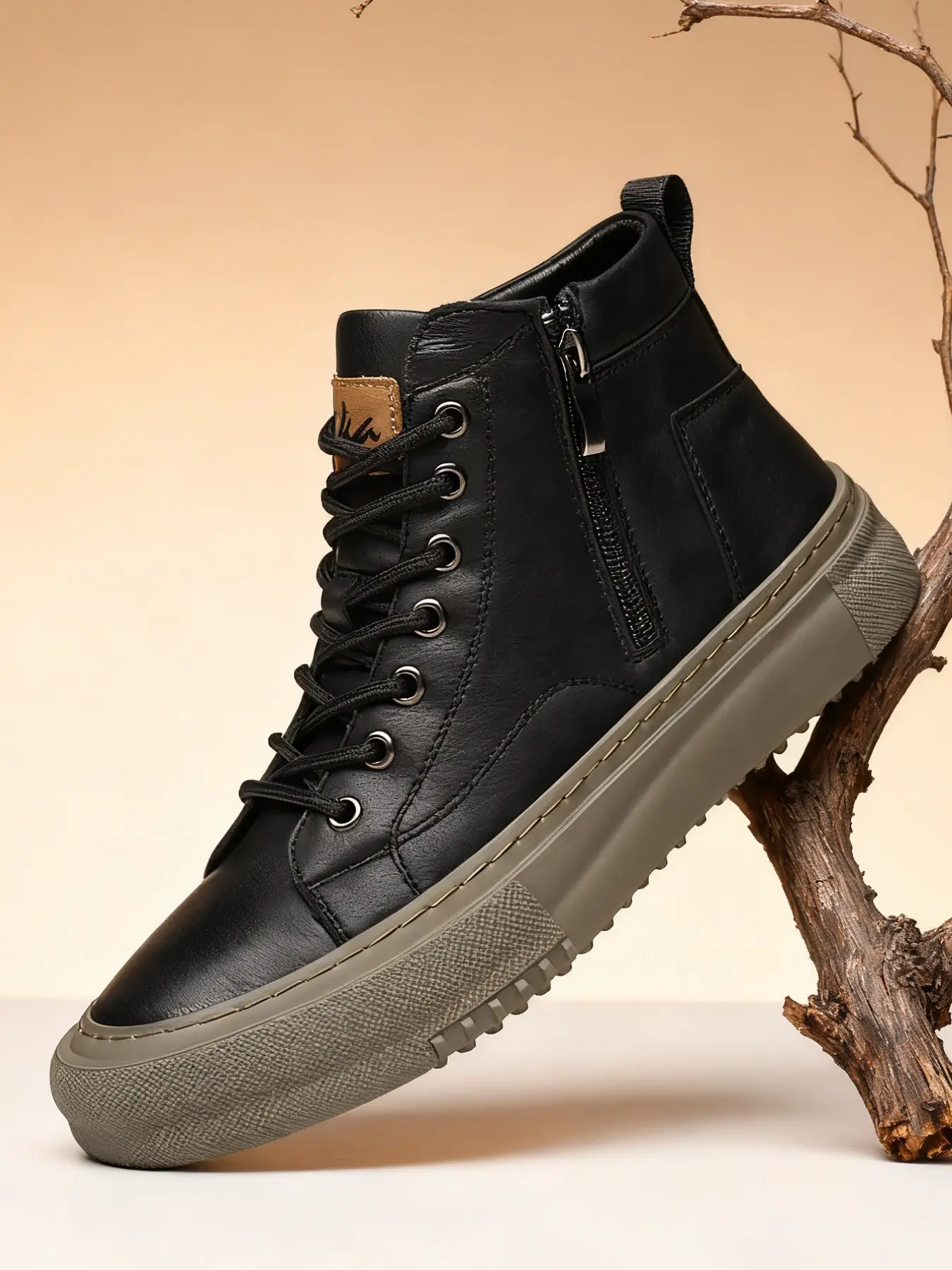 Men's Mid-Top Business Casual Microfiber Leather Ankle Boots, Lace-Up Thick Sole Shoes with Laces, 8.5 US-9 US Large Sizes for Multi-Season Wear penny items sale black shoes cheap shoes