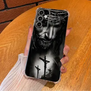Religious Cross Jesus Faith Pattern Aesthetic TPU Casing For SAMSUNG GALAXY A14A15A16A25A26A34A35A36A53A54A55A56 4G5G Four Corners Transparent Soft Silicone TPU Gift Shockproof Full Protection Anti-Drop Phone Cases Shell Cover L1582