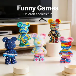 Multicolor Surprise Gift Bear Animals 3D Puzzle Building Blocks Decoration, Home Office Bookshelf Decor, Party Living Room TV Stand Display
