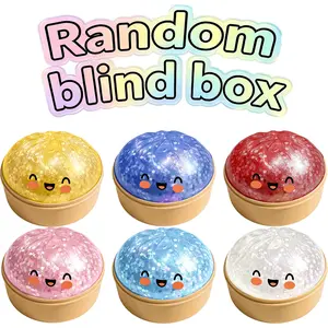 1 PC Dumpling Squishies Toy, Giant Glitter Dumpling, Colorful Dumplings Stress Balls Fidget Sensory Toy,Soft Squeeze Decompression Dough with Food Steamer, Stretchy Desk Toys