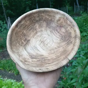 Hand-Turned Spalted Maple Rustic Wooden Bowl