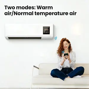 Wall Mounted Space Heater & Fan, 2 Modes Warm/Normal Air, Smart Control Wall Heater for Home Bedroom Living Room, Fast Heating Personal Heater with Digital Display