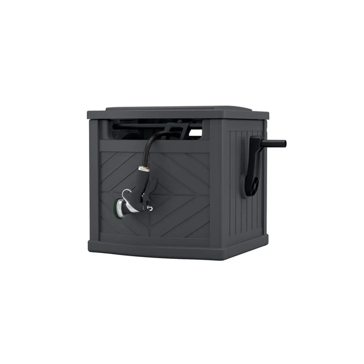 Suncast 7025324 150 ft. Hideaway Gray Water Hose, Retractable Garden Hose, Durable Garden Hose