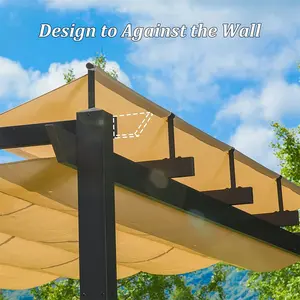 13x9 FT Retractable Aluminum Pergola with Weather-Resistant Canopy - Wall-Mounted Sun Shade for Patio, Deck, Garden, or Backyard BBQs