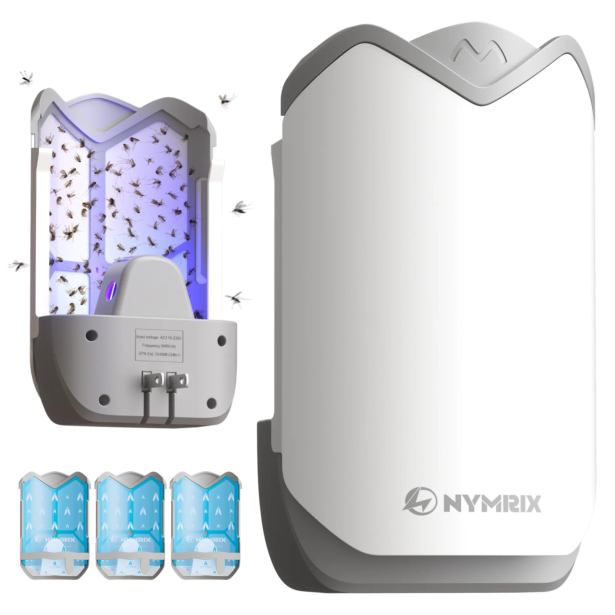 [Memorial Day] Blue-Violet Light Electric Flying Insect Trap - 1 Plug-in Device, 3 Sticky Glue Cartridges, No-Mess, Safe for Bedrooms, 24/7 Continuous Protection, Easy to Install & Replace, Effective Against Fruit Flies & Gnats