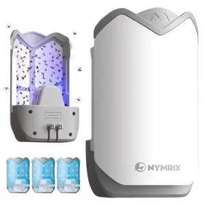 [Memorial Day] Electric Flying Insect Trap with Blue-Violet Light, 1 Device & 3 Sticky Glue Cartridges, for Fruit Flies & Gnats, No-Mess, Safe for Home Use, 1 Device & 3 Cartridges