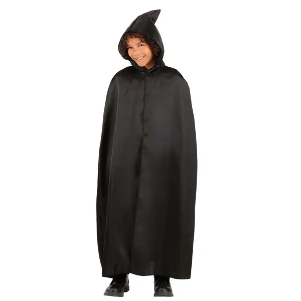 Kid's Black Hooded Cloak