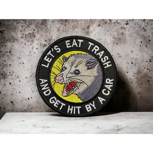 Let’s Eat Trash And Get Hit By A Car Opossum Patch/Funny Animal Patch/Opossum/Iron On/Sew On/Patches For Jackets/Patches For Bags/Hat Patch Sew On Embroidery