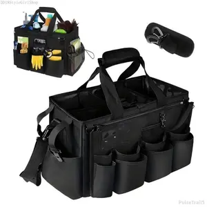 Multipurpose Cleaning Caddy, 1 Count Heavy Duty Waterproof Home Cleaning & Car Maintenance Storage Bag with Adjustable Divider & Handle, Home Organizer for Living Room Kitchen BathroomPulseTrail5DD18StyleGirlShop