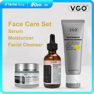 VGO-Vitamin C Serum, Moisturizer, and Facial Cleanser Set Cleansing Moisturizing Suitable for sensitive skin Skincare Radiance Cream Soothing