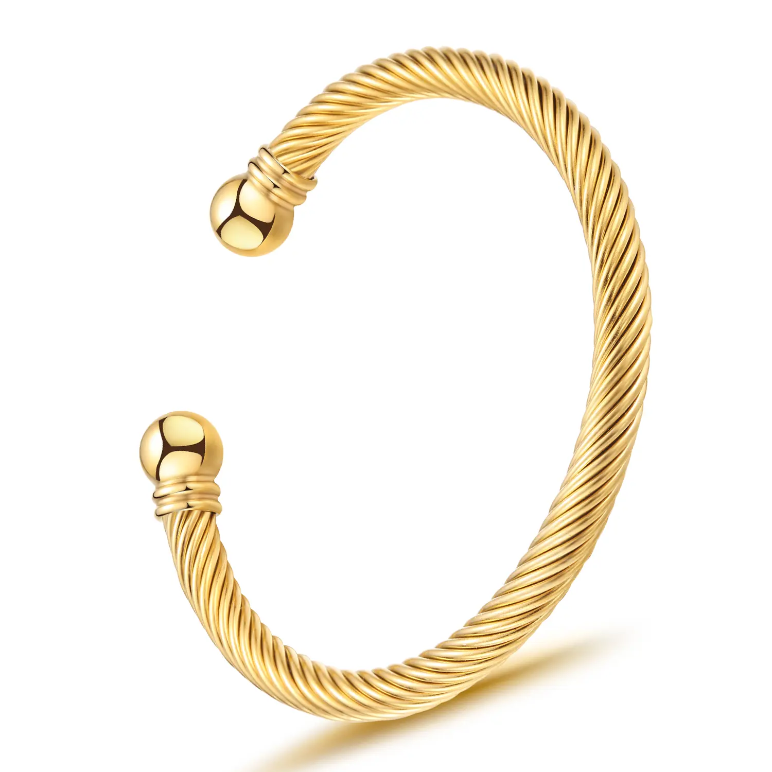 Stainless Steel Twisted Cable Wire Bracelet Adjustable Open Cuff Bangle Exquisite Statement Piece Perfect Fit Gold Plated for Women Gift Easy To Wear