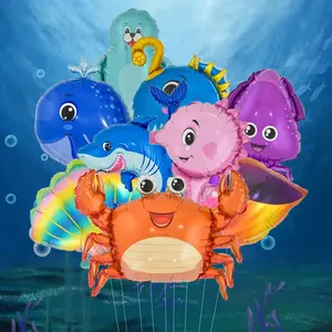 9 Piece Mini Fish Shaped Aluminum Foil Balloons, Underwater World Ocean Fish Party Decorations, Birthday Party Supplies