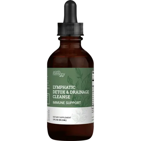 Earth Harmony Lymphatic Drainage Drops, Lymph Detox - Supplement with Soursop, Cat's Claw Bark, Astragalus, Wormwood, Lymph Node Detox, Lymphatic Support Cleanse (2 Oz)
