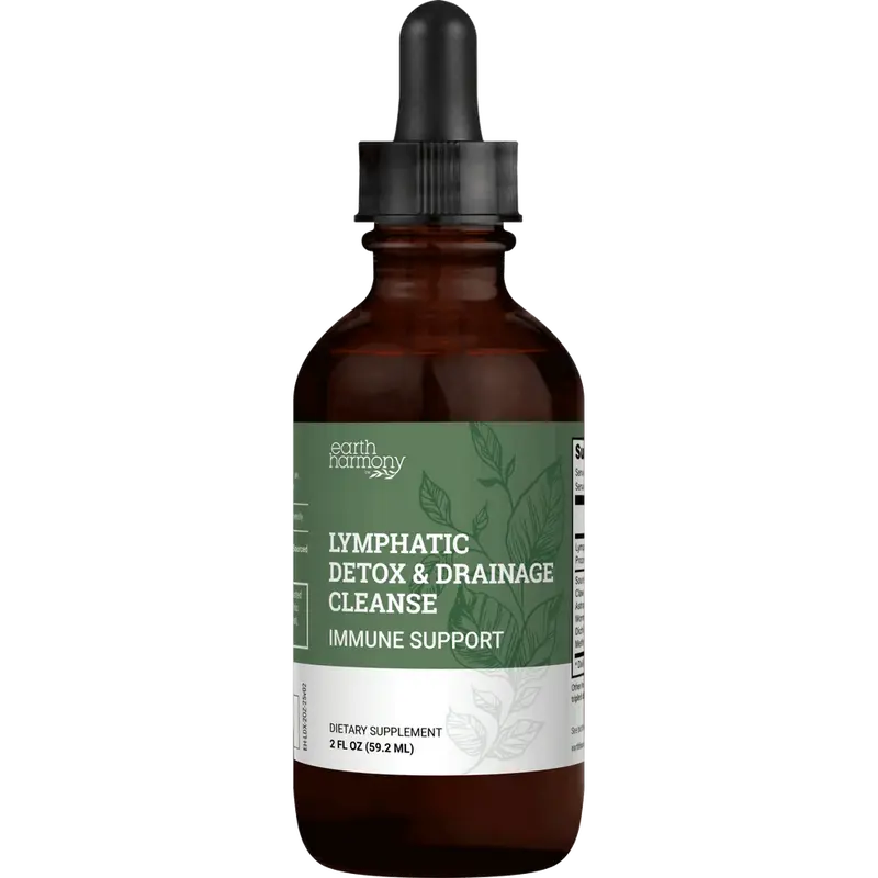 Earth Harmony Lymphatic Drainage Drops, Lymph Detox - Supplement with Soursop, Cat's Claw Bark, Astragalus, Wormwood, Lymph Node Detox, Lymphatic Support Cleanse (2 Oz)