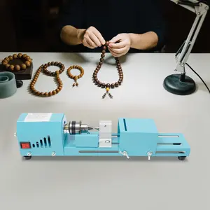 summerwins 96W Pure Copper Motor Mini Lathe Machine - 7-Speed Adjustable (4000-9000rpm), 0.02-0.24in Drill Chuck, 1.8kg Aluminium Compact Tool, 37.5*10*10.5cm, No Battery, for Home Workshop Hobbyists (Processing Small-Leaf Wood, DIY Crafting)