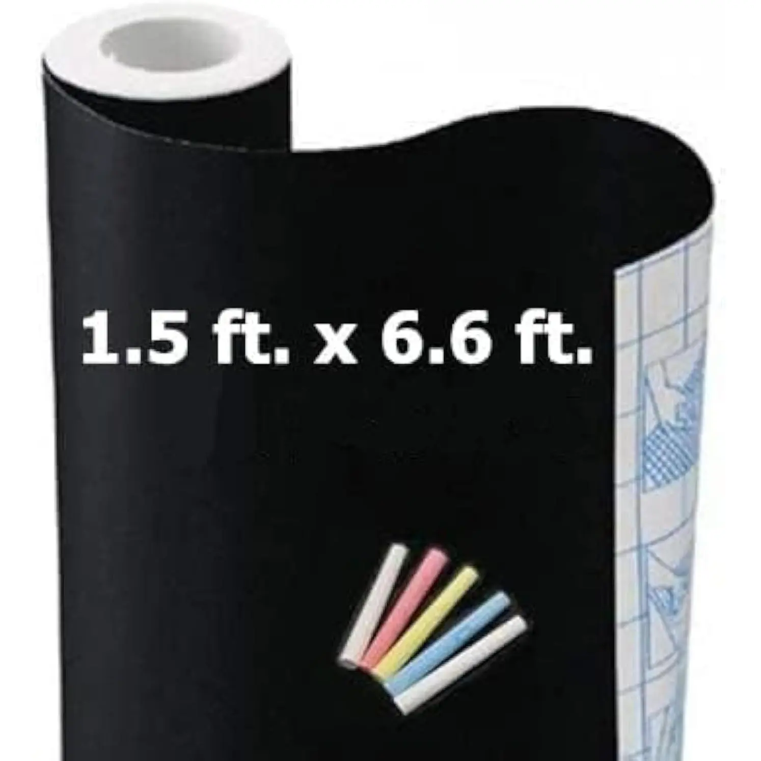 Chalkboard Wallpaper Peel and Stick,18 × 79 Inches, Removable Blackboard Contact Paper Wall Sticker Self Adhesive Vinyl Decal, Bonus 5 Chalks (1 Roll 1.5ft.x6.6ft.)