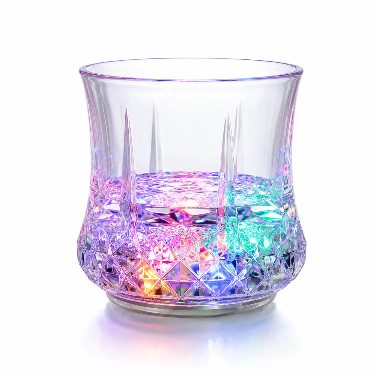 2 Pack LED Light Up Cups, Liquid Activated Color Changing Drink Tumblers, Crystal-Look Clear Cups with Multicolor Glow for Parties, Birthdays, Dinner & Holiday Decor