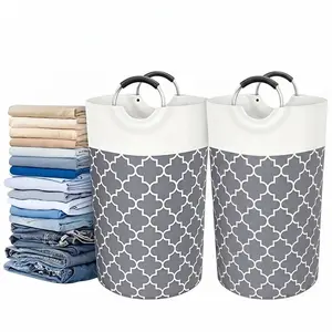 82L Foldable Laundry Basket, Laundry Hamper Bag| Collapsible Tall  with Extended Handle, Travel, Bathroom, College Essentials Storage for Various Room Types