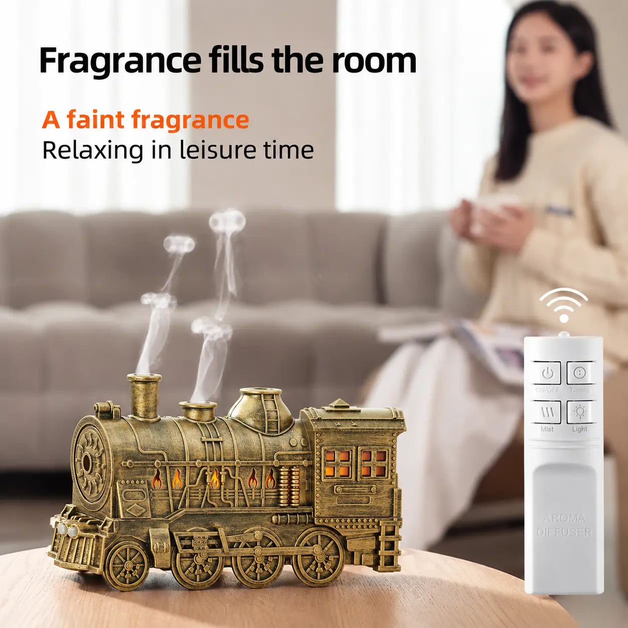Retro Aromatherapy Essential Oil Diffuser - Miniature Desktop Room Cool Mist Humidifier, Noiseless Operation, Remote Control, Sleep Aid, Diffuser for Home, Back to School Soho Chic,Christmas gift