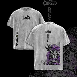 Loki Washed Tee – One Piecee Anime Elbaf Giant Prince Manga Graphic Double Printed T-Shirt, Menswear Heavy Cotton Unisex Oversize Streetwear Vintage Anime Tee