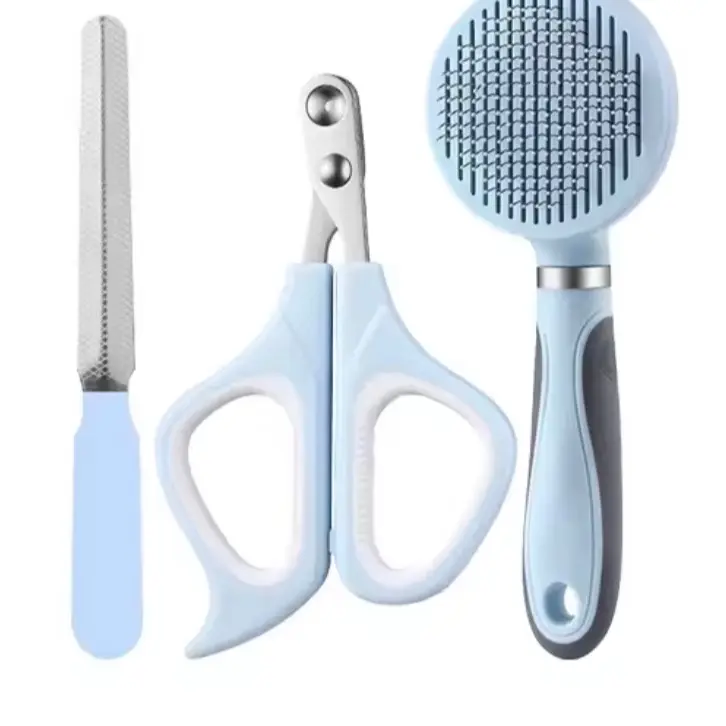 3 in 1 Cat Grooming Kit - Deshedding Fur Brush, Claw Clippers, Nail File