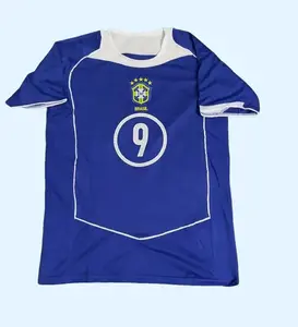 Ronaldo Nazario Brazil 2004 Blue Retro Soccer Jersey, Classic R9 Vintage Shirt