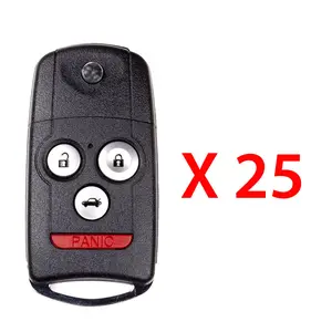 25-Pack Aftermarket Replacement Vehicle Flip Key Fobs for 2009-2014 Acura TSX, TL, FCC# MLBHLIK-1T, Part# 72147-TK4-A01/72147-TK4-A11 (4B)