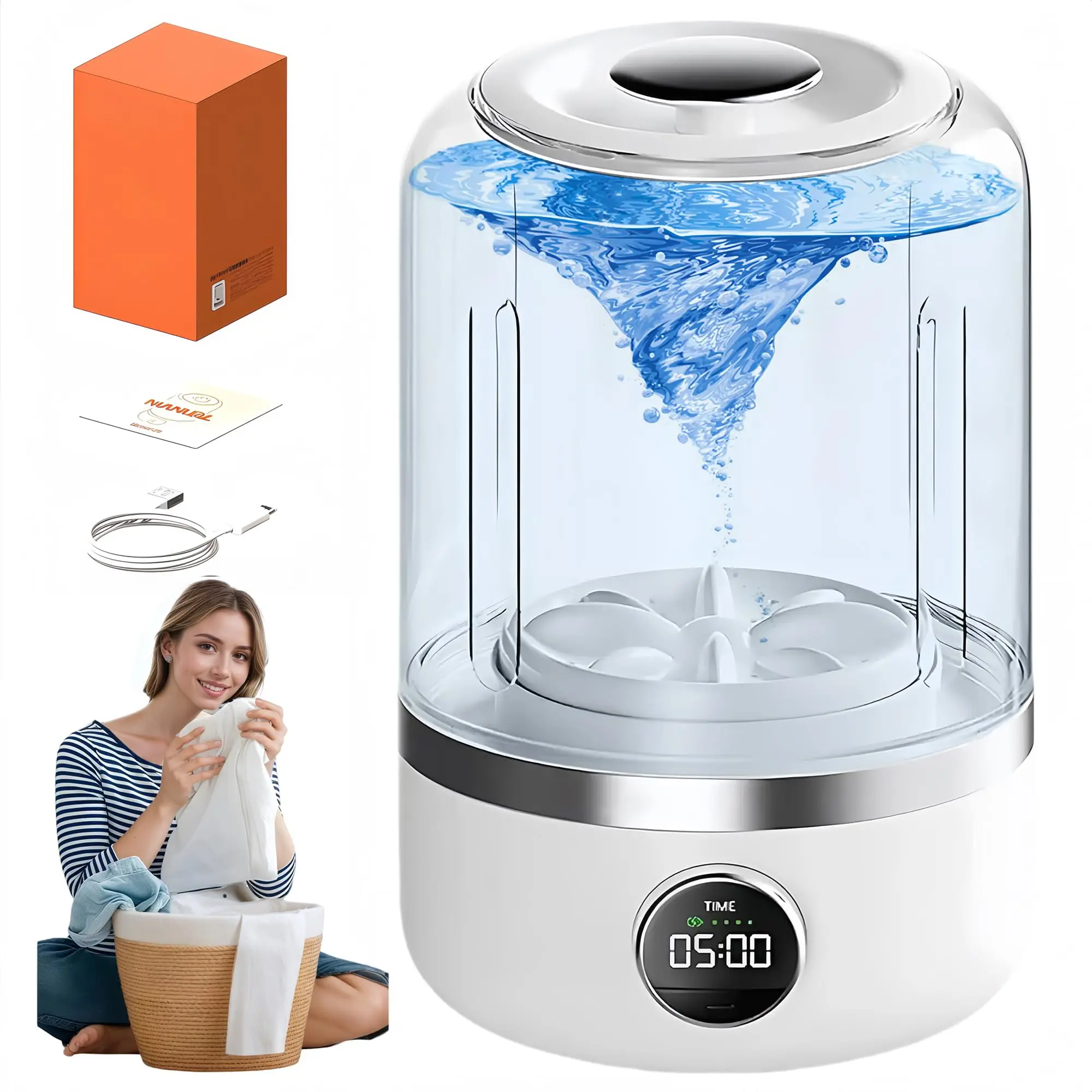 [Free shipping]Ormos Laundry Cup, Portable Turbo Washing Cup: Compact, Fast & Efficient Laundry Solution for Travel, Socks & Underwear – 1.2L Capacity