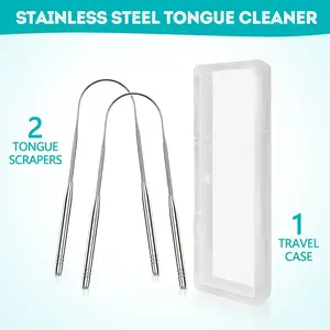 Pack Tongue Scraper Reduce Bad Breath Stainless Steel for Adults Metal Cleaner for Oral Care and Fresher Breath Tongue Portable Scraper