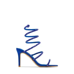 Sushmita Embellished Around The Ankle Coil Heels - Blue