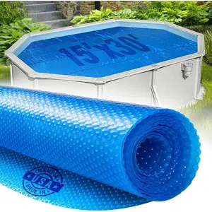 15' x 30' Oval Solar Cover for Inground and Above Ground Pools, 12 Mil - Premium Solar Blanket for Above Ground Pool, Blue - USA