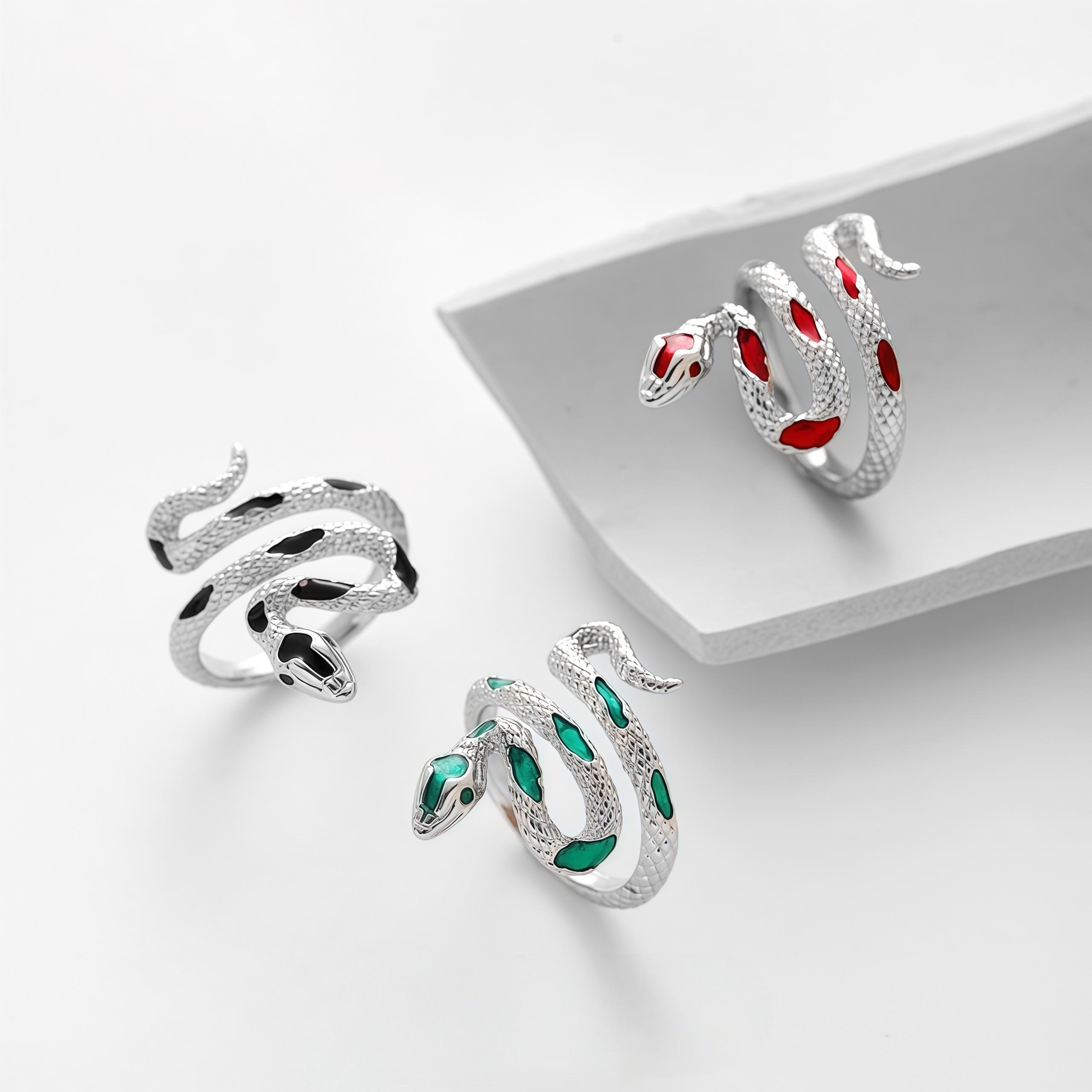 Serpent Ring: Women's Fashion Jewelry & Accessory — A Coiled Serpent-Style Ring, an Ideal Choice for Holiday and Birthday Gifting; Fully Adjustable Size.