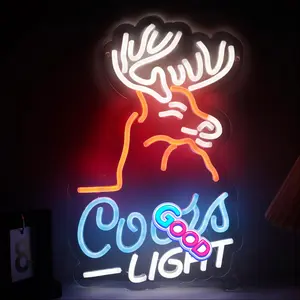 JFLLamp Deer Head Crs Light Neon Signs for Wall Decor Neon Lights for Bedroom Led Signs Suitable for Man Cave Bar Pub Christmas Birthday Party Gift