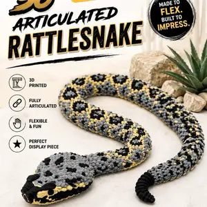 Gocutouts 36” Articulated Rattlesnake 3D Printed Flexible Snake Fidget