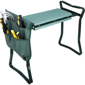 HomGarden Folding Garden Kneeler and Seat Bench 2 in 1, with Kneeling Pad & Large Tool Pouch, Ergonomic Foldable Gardener Stool for Seniors with Bad Knees, Outdoor Gardening Gifts for Women (2 Sets)