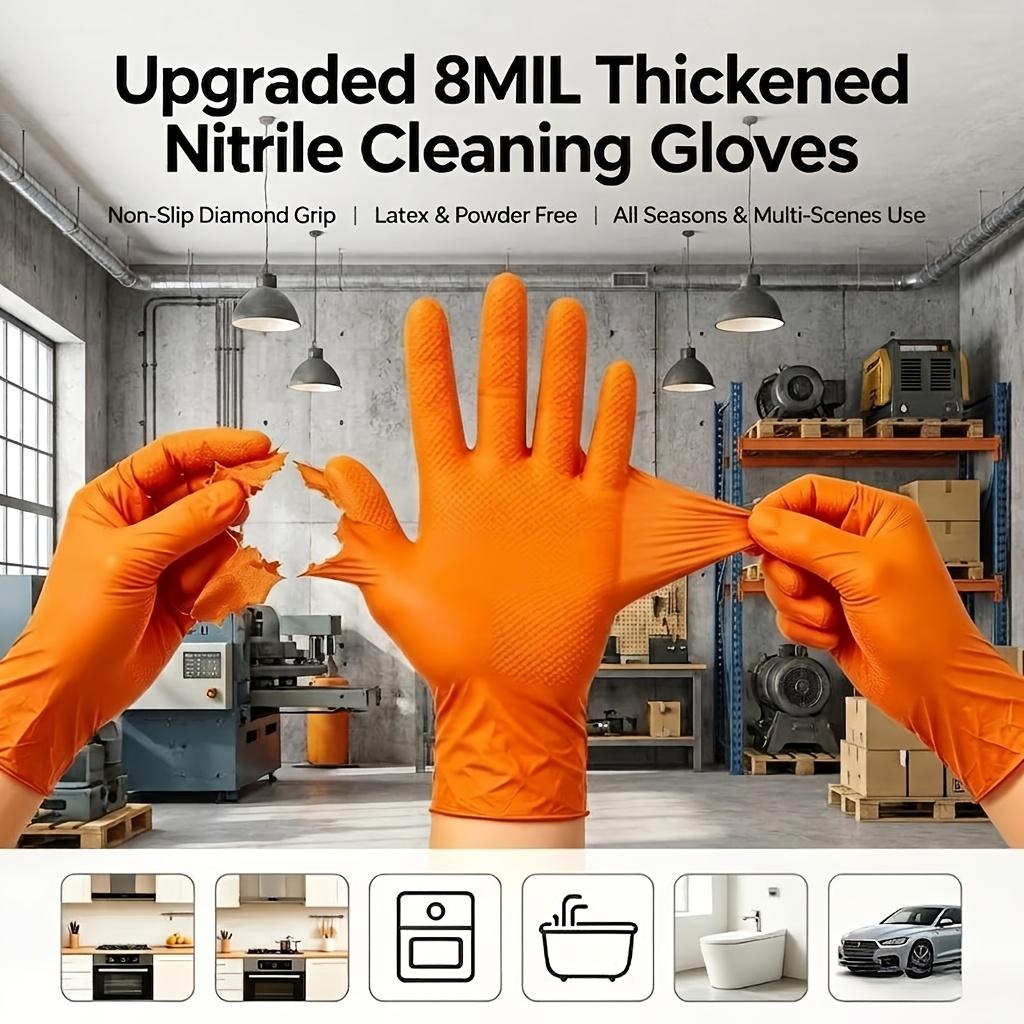 Heavy Duty Disposable Nitrile Gloves, Extra Thick 11g Diamond Texture Grip, Non Slip Waterproof Latex Free Gloves for Household Cleaning, Kitchen Dishwashing, Bathroom Cleaning, Pet Grooming, Dog Bathing, Food Processing and Daily Home Use